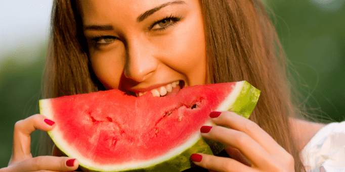 Girl eating watermelon for weight loss