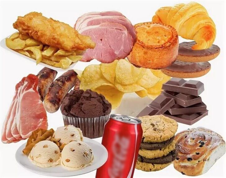 Harmful foods prohibited during the process of losing weight